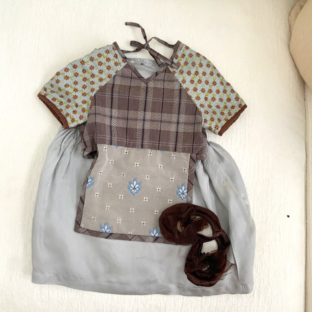 DRIES VAN NOTEN 100% SILK 2 PC BELGIUM DESIGNER DRESS SZ: 1 YRs W/ SATIN BOOTY